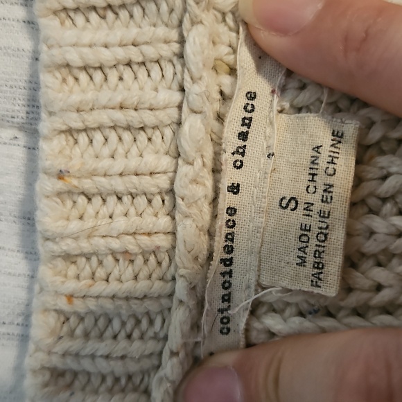 Cream Cable Knit Sweater with Brown Elbow Patches - Picture 2 of 7